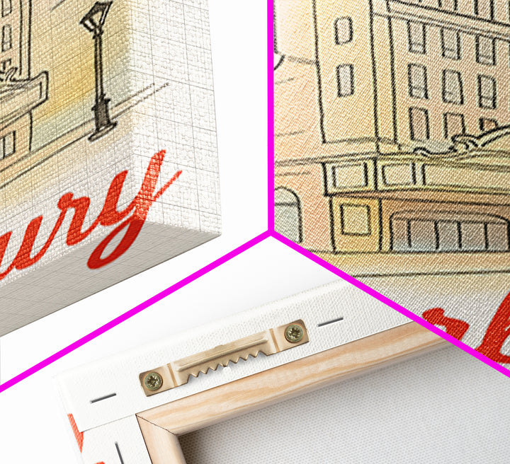 Waterbury Travel Poster, Canvas Print, Illustrated City Wall Art, Waterbury Art Print, City Travel Prints, Vintage City Art, Poster Art