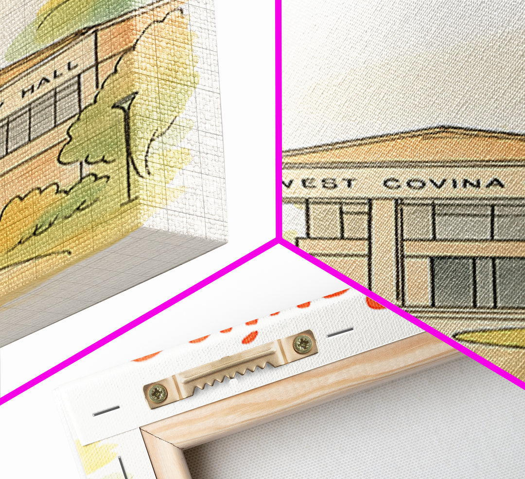 West Covina California Travel Poster, Canvas Print, Illustrated City Wall Art, West Covina Travel Art, Travel Art Print, Travel Poster Set