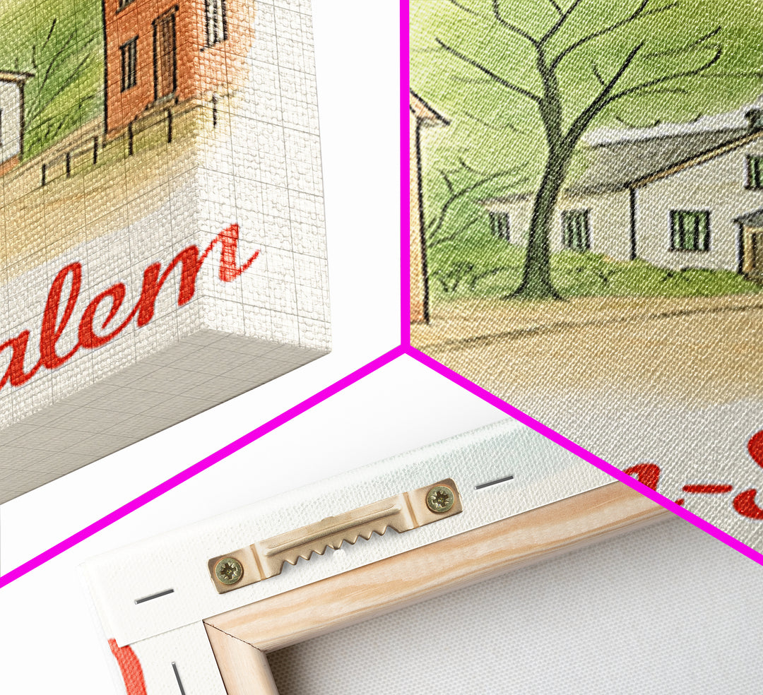 Winston Salem North Carolina Travel Poster, Canvas Print, Illustrated City Wall Art, Winston Salem Wall Art, City Poster, Wanderlust Decor