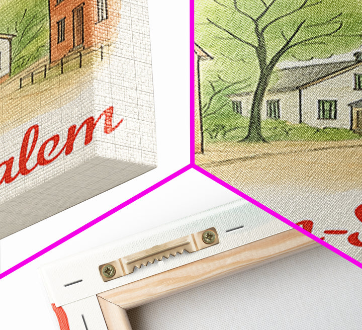 Winston Salem North Carolina Travel Poster, Canvas Print, Illustrated City Wall Art, Winston Salem Wall Art, City Poster, Wanderlust Decor