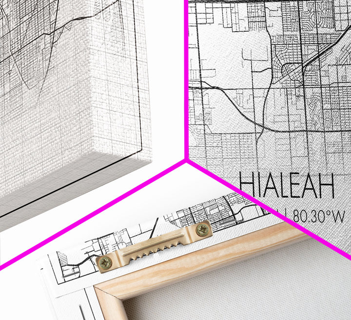 Hialeah City Map, Florida Map, Map Art, Minimalist Art, Wall Art, Canvas Art, Dorm Room Wall Art, Bedroom Wall Art, Neighbor Gift, Room Art