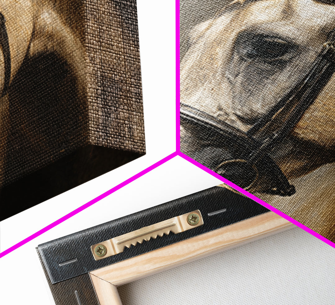 Neutral Horse Portrait Framed Canvas Print, Hotel Art, Room Decor, Hotel Decor, Oil Painting, Boutique, Art Print, Hazbin Hotel, HOT-1x1-40
