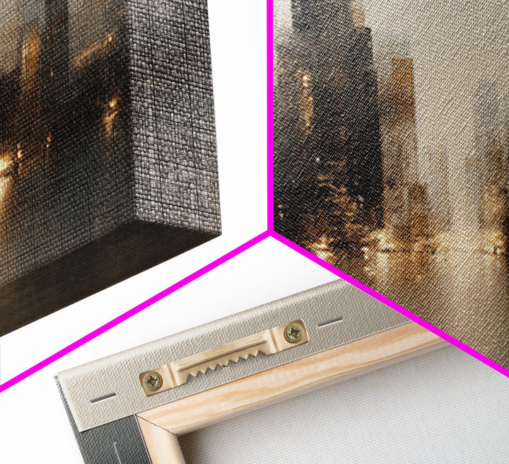 Quiet City Skyline Canvas Print, Hotel Art, Hotel Decor, Abstract Art, Boutique, Hazbin Hotel, Mid Century Modern, HOT-1x1-98