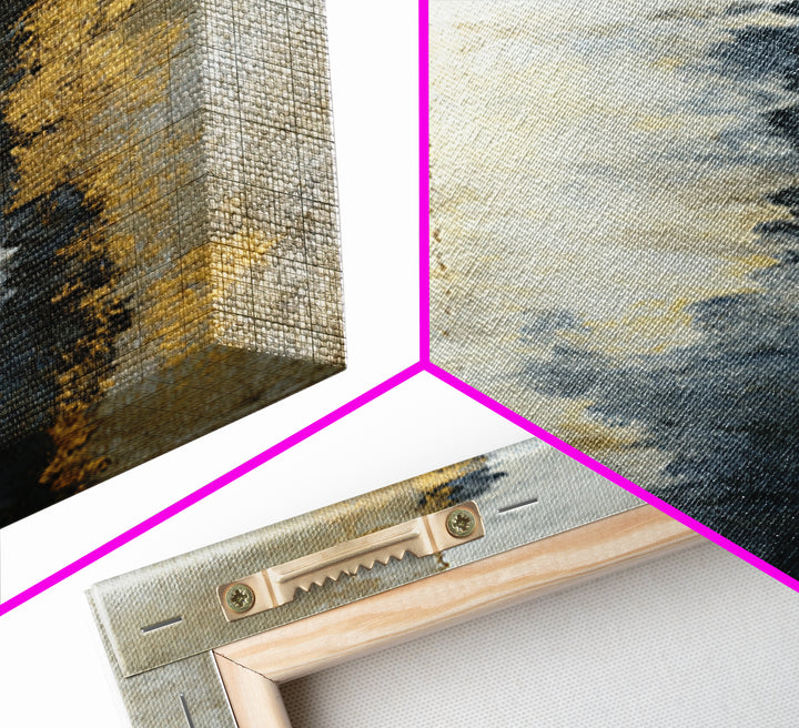 Gold Accented Abstract for Upscale Lobby Canvas Print, Hotel Art, Mid Century Modern, Hotel Decor, Abstract Art, Boutique, HOT-1x3-25