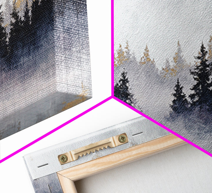 Misty Forest with Refined Calm Atmosphere Framed Canvas Print, Hotel Art, Contemporary Art, Hotel Decor, Fine Art, Boutique, HOT-2x1-34