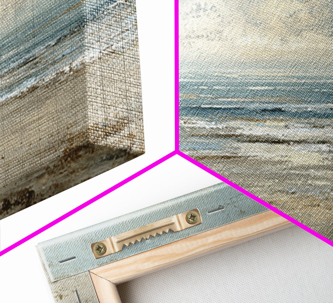 Mediterranean Terrace View Focused on Sea and Framed Canvas Print, Hotel Art, Living Room Decor, Hotel Decor, Boutique, HOT-2x1-55