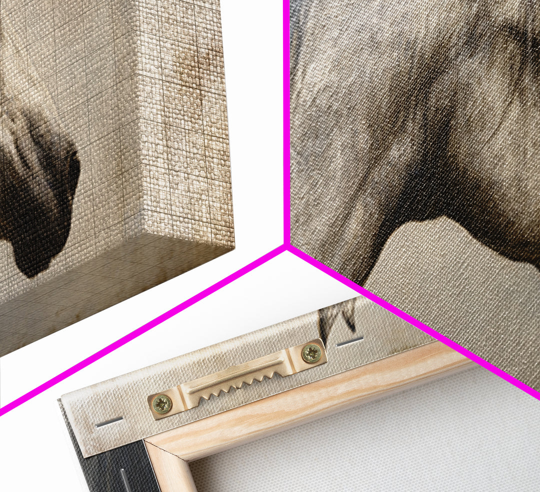 Neutral Horse Portrait Framed Canvas Print, Hotel Art, Art Prints, Hotel Decor, Boutique, Modern Wall Art, Wall Sculpture, HOT-2x1-60