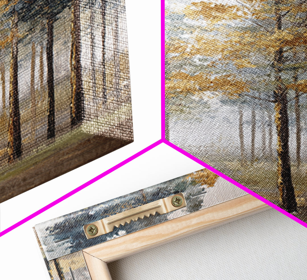 Misty Forest with Refined Calm Atmosphere Framed Canvas Print, Hotel Art, Poster, Hotel Decor, Boutique, Wood Wall Art, HOT-2x3-22