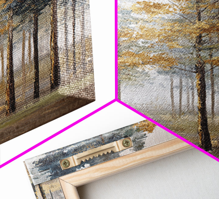 Misty Forest with Refined Calm Atmosphere Framed Canvas Print, Hotel Art, Poster, Hotel Decor, Boutique, Wood Wall Art, HOT-2x3-22
