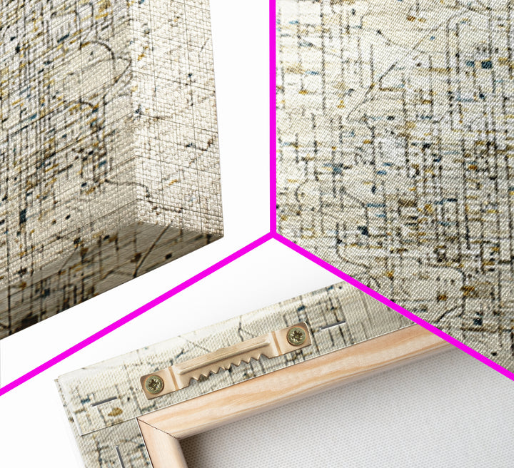 City Map Abstract Lines Without Readable Labels Framed Canvas Print, Hotel Art, Hazbin Hotel, Hotel Decor, Abstract Art, HOT-2x3-80
