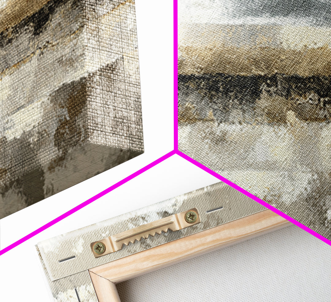Sophisticated Neutral Abstract Framed Canvas Print, Hotel Art, Minimalist Wall Art, Hotel Decor, Abstract Art, Boutique, HOT-3x1-17