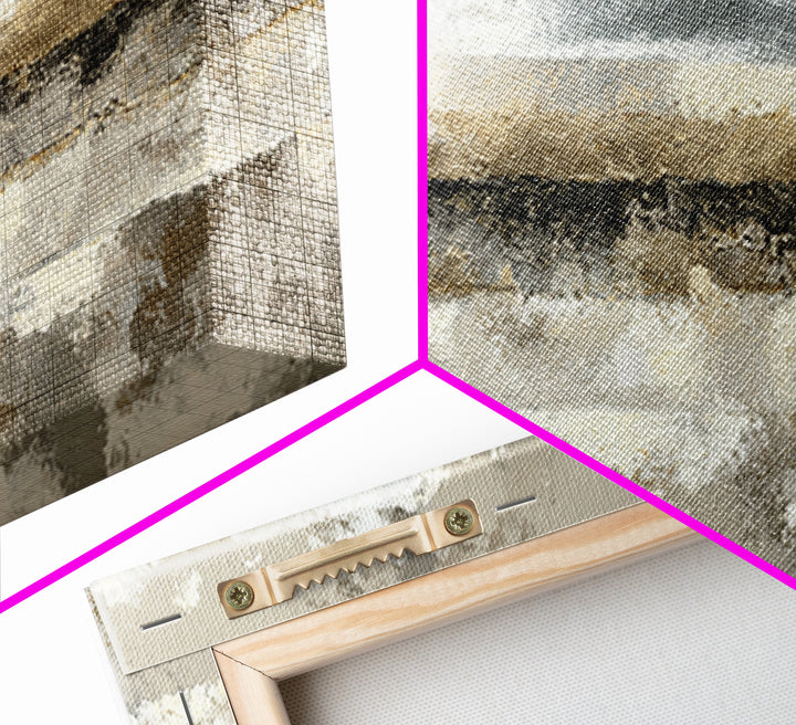 Sophisticated Neutral Abstract Framed Canvas Print, Hotel Art, Minimalist Wall Art, Hotel Decor, Abstract Art, Boutique, HOT-3x1-17