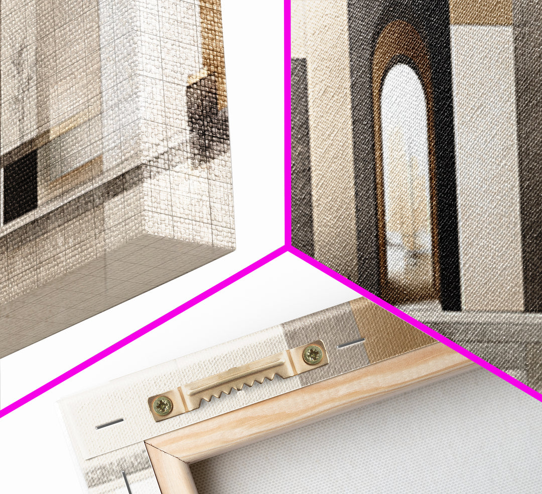 Minimal Architectural Arch Study Canvas Print, Hotel Art, Gallery Wall Set, Hotel Decor, Fine Art, Boutique, Textured Painting, HOT-3x1-20