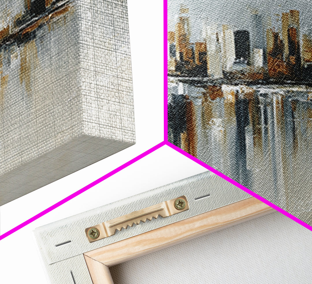 Quiet City Skyline Canvas Print, Hotel Art, Modern Wall Art, Hotel Decor, Abstract Art, Boutique, Neutral Decor, Modern Decor, HOT-3x1-42