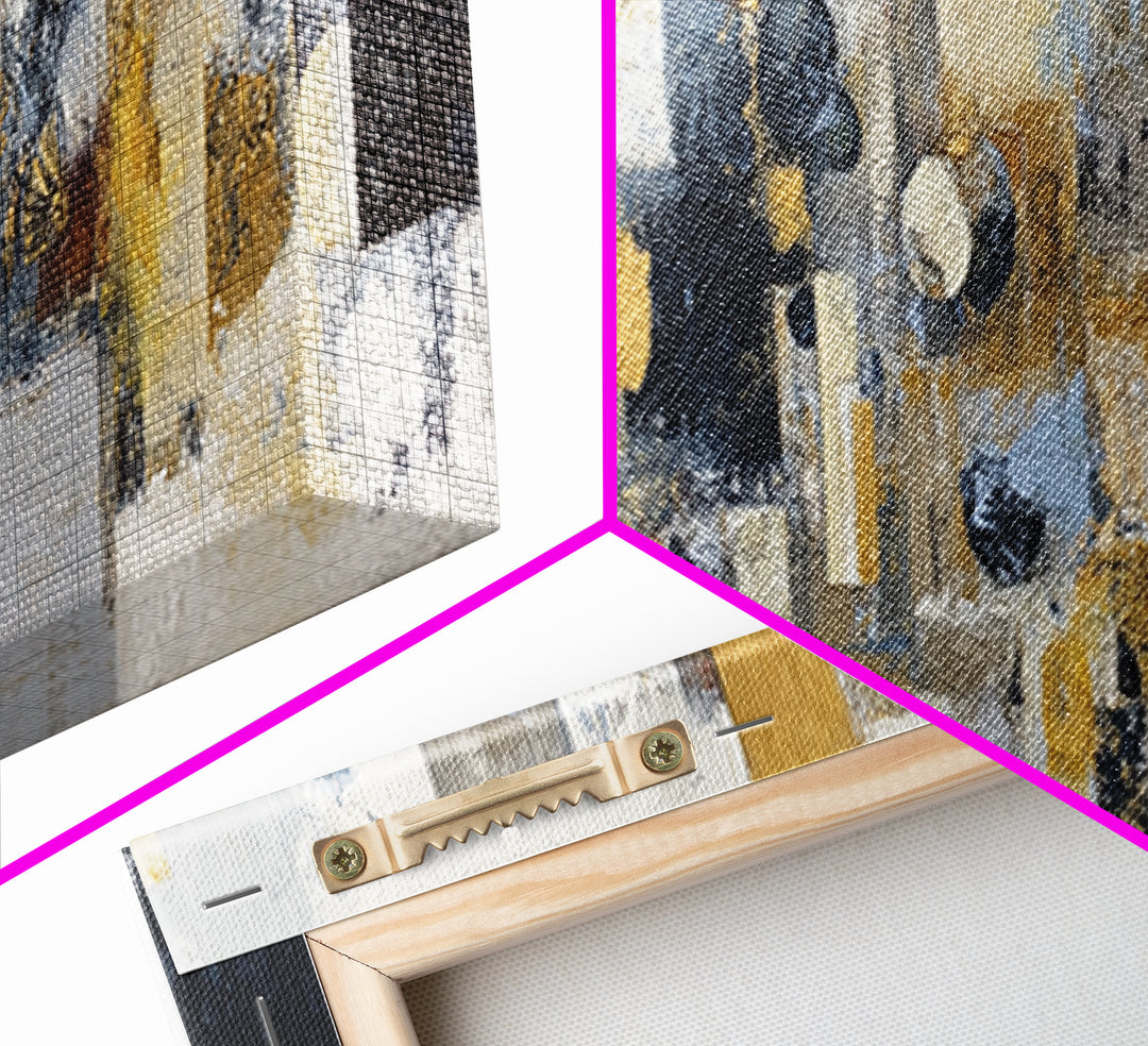 Gold Accented Abstract for Upscale Lobby Framed Canvas Print, Hotel Art, Gallery Wall Set, Hotel Decor, Fine Art, Boutique, HOT-3x1-53