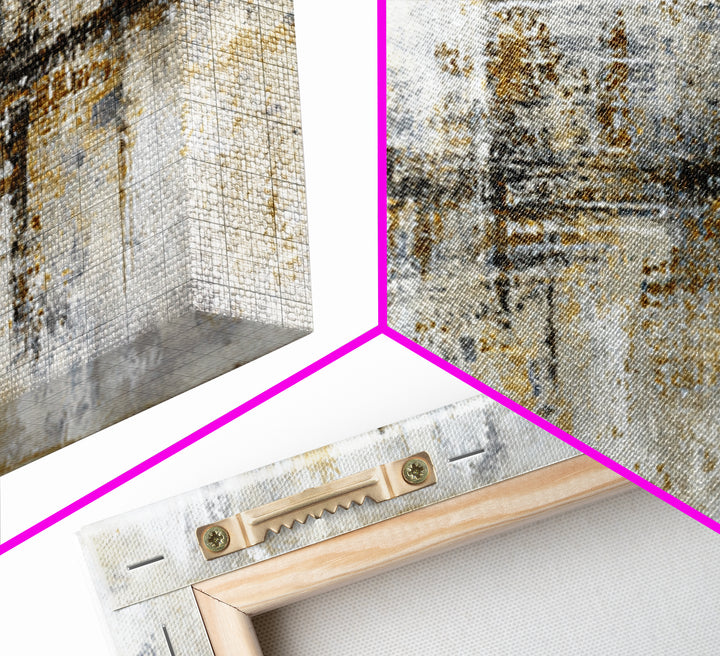 Gold Accented Abstract for Upscale Lobby Framed Canvas Print, Hotel Art, Gallery Wall Set, Hotel Decor, Fine Art, Boutique, HOT-3x1-77