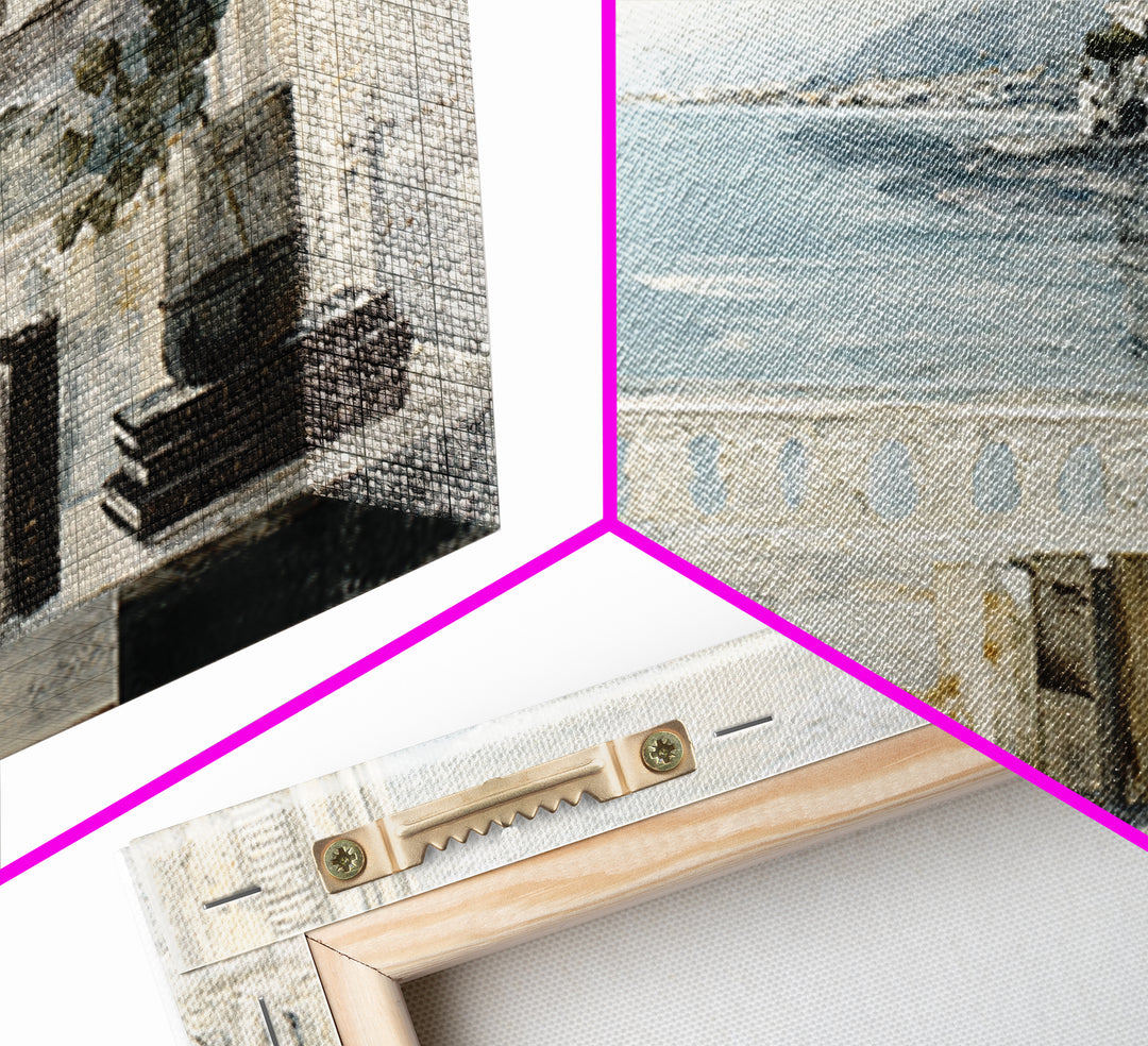 Mediterranean Terrace View Focused on Sea and Framed Canvas Print, Hotel Art, Coastal Decor, Hotel Decor, Fine Art, Boutique, HOT-3x2-63