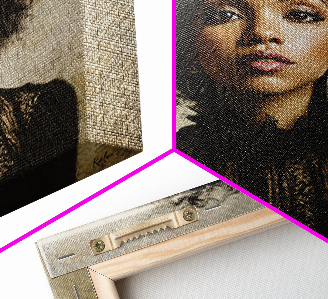 Curly Hair Portrait Canvas Print, Hair Salon Art, Minimalist Wall Art, Living Room Decor, Oil Painting, Style, Hair Stylist, HSA-1x1-15