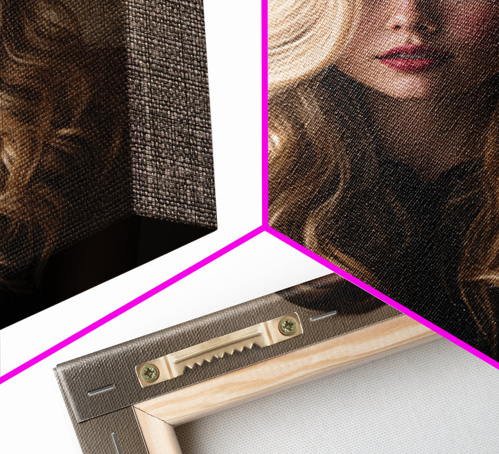 Blonde Waves Painted Framed Canvas Print, Hair Salon Art, Luxury Decor, Living Room Decor, Fine Art, Style, Printable Wall Art, HSA-1x1-40