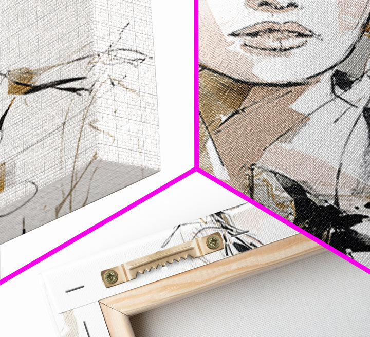 Black and White Line Art Salon Figure Canvas Print, Hair Salon Art, Girls Room Decor, Living Room Decor, Fine Art, Style, HSA-1x1-55