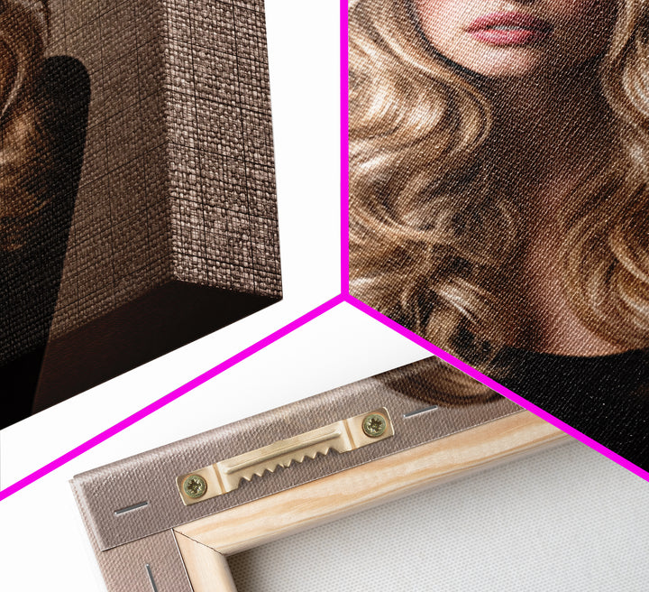 Blonde Waves Painted Framed Canvas Print, Hair Salon Art, Black Owned Art, Living Room Decor, Style, Hairdresser Gifts, HSA-1x1-64