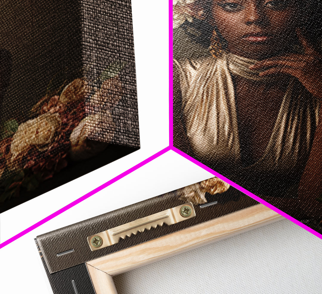 Afro Hair Portrait Framed Canvas Print, Hair Salon Art, Black Woman Wall Art, Living Room Decor, Oil Painting, Style, HSA-1x1-68