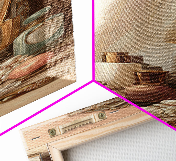 Baroque Mirror and Comb Still Life Framed Canvas Print, Hair Salon Art, Neutral Decor, Living Room Decor, Fine Art, Style, HSA-1x3-29