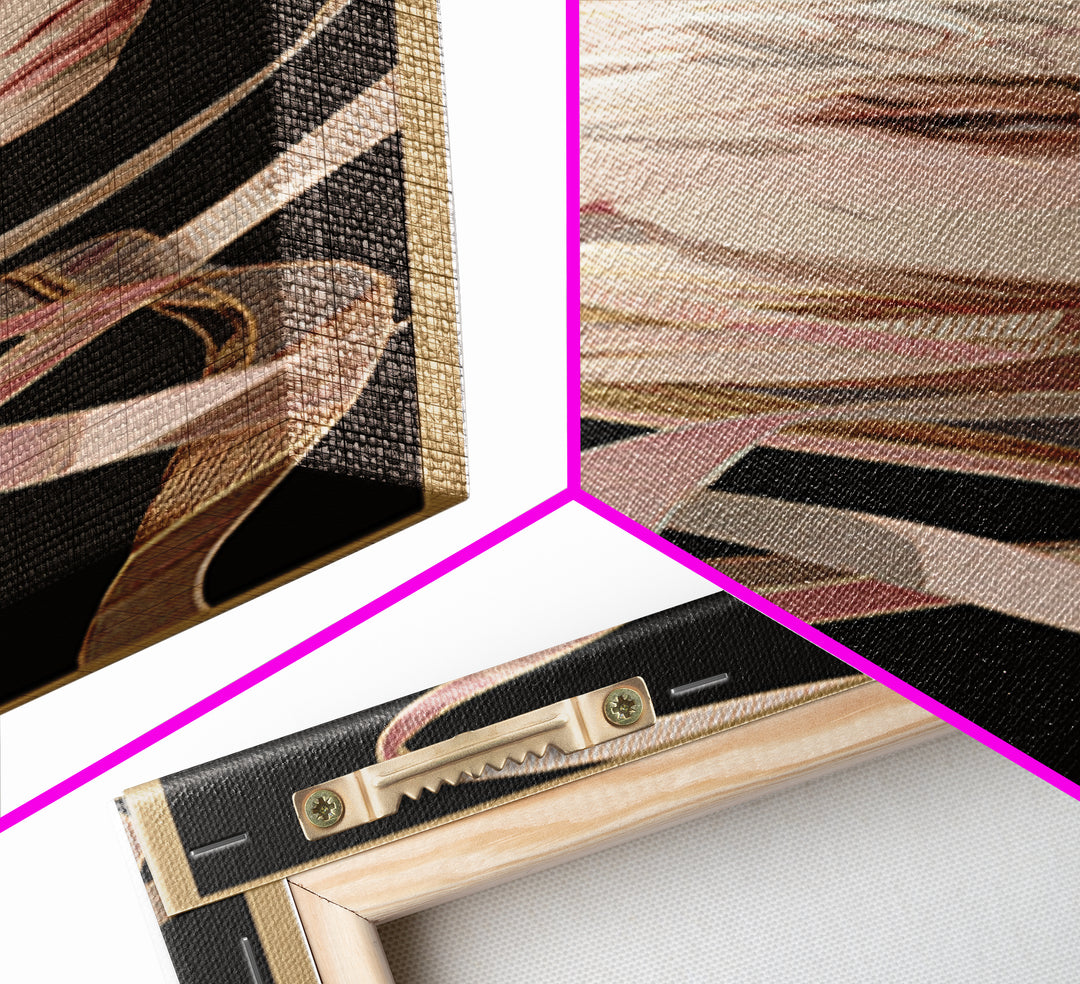 Hair Strands Turning into Abstract Ribbons Canvas Print, Hair Salon Art, Black Wall Art, Living Room Decor, Fine Art, Style, HSA-1x3-33