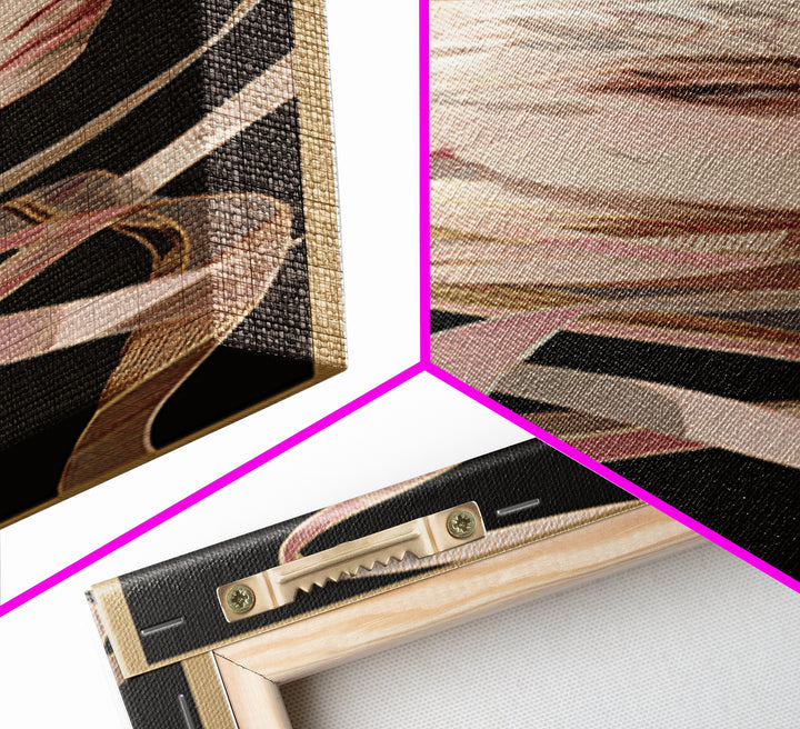 Hair Strands Turning into Abstract Ribbons Canvas Print, Hair Salon Art, Black Wall Art, Living Room Decor, Fine Art, Style, HSA-1x3-33