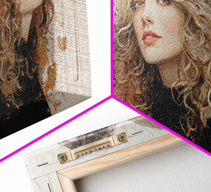 Curly Hair Portrait Framed Canvas Print, Hair Salon Art, Digital Download Art, Living Room Decor, Fine Art, Style, Home Decor, HSA-2x1-11