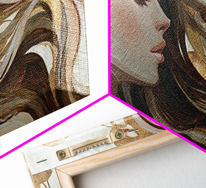Fashion Portrait with Flowing Glossy Hair Canvas Print, Hair Salon Art, Wall Art, Living Room Decor, Fine Art, Style, HSA-2x1-21