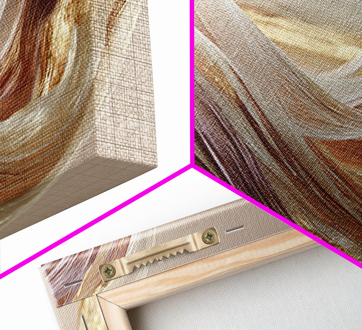 Abstract Hair Strands Forming Elegant Waves Framed Canvas Print, Hair Salon Art, Digital Art, Living Room Decor, Abstract Art, HSA-2x1-23