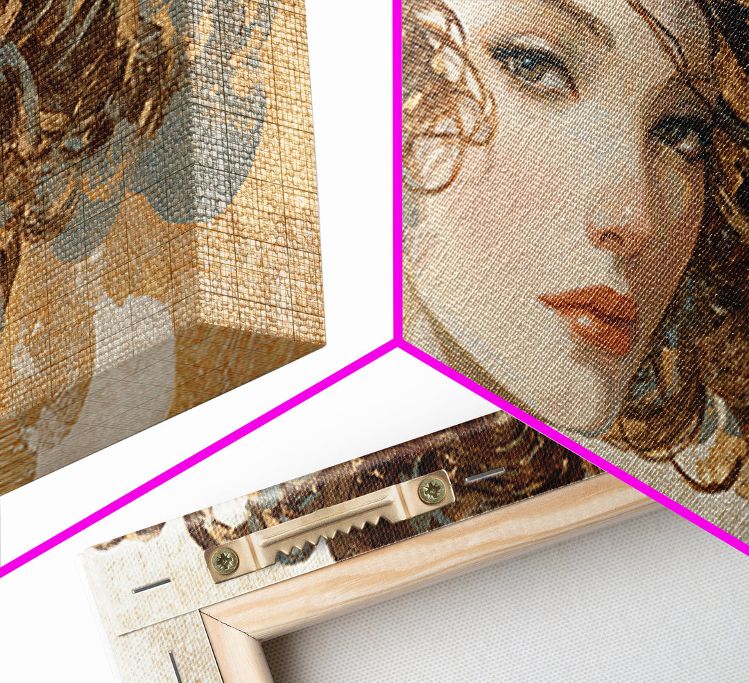 Curly Hair Portrait Framed Canvas Print, Hair Salon Art, Living Room Decor, Oil Painting, Style, Printable Art, HSA-2x1-35