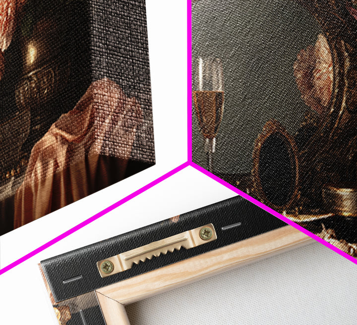 Baroque Mirror and Comb Still Life Framed Canvas Print, Hair Salon Art, Minimalist Decor, Living Room Decor, Fine Art, Style, HSA-2x1-37
