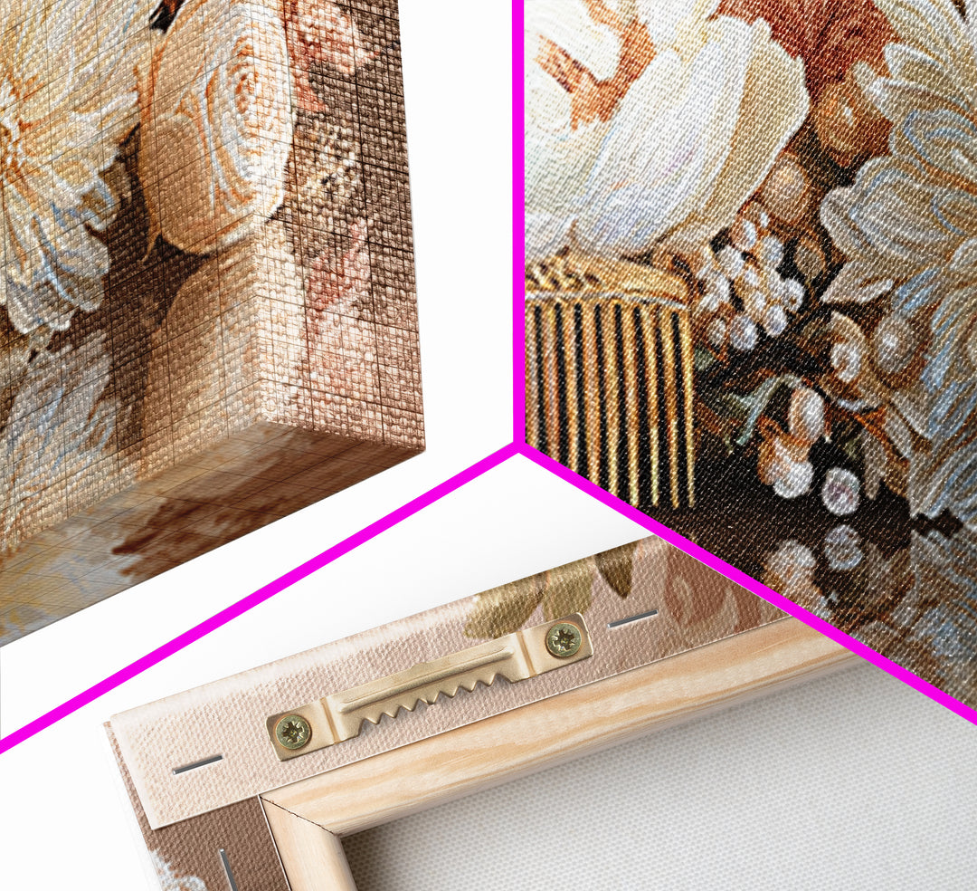 Baroque Mirror and Comb Still Life Framed Canvas Print, Hair Salon Art, Printable Art, Living Room Decor, Fine Art, Style, HSA-2x1-85