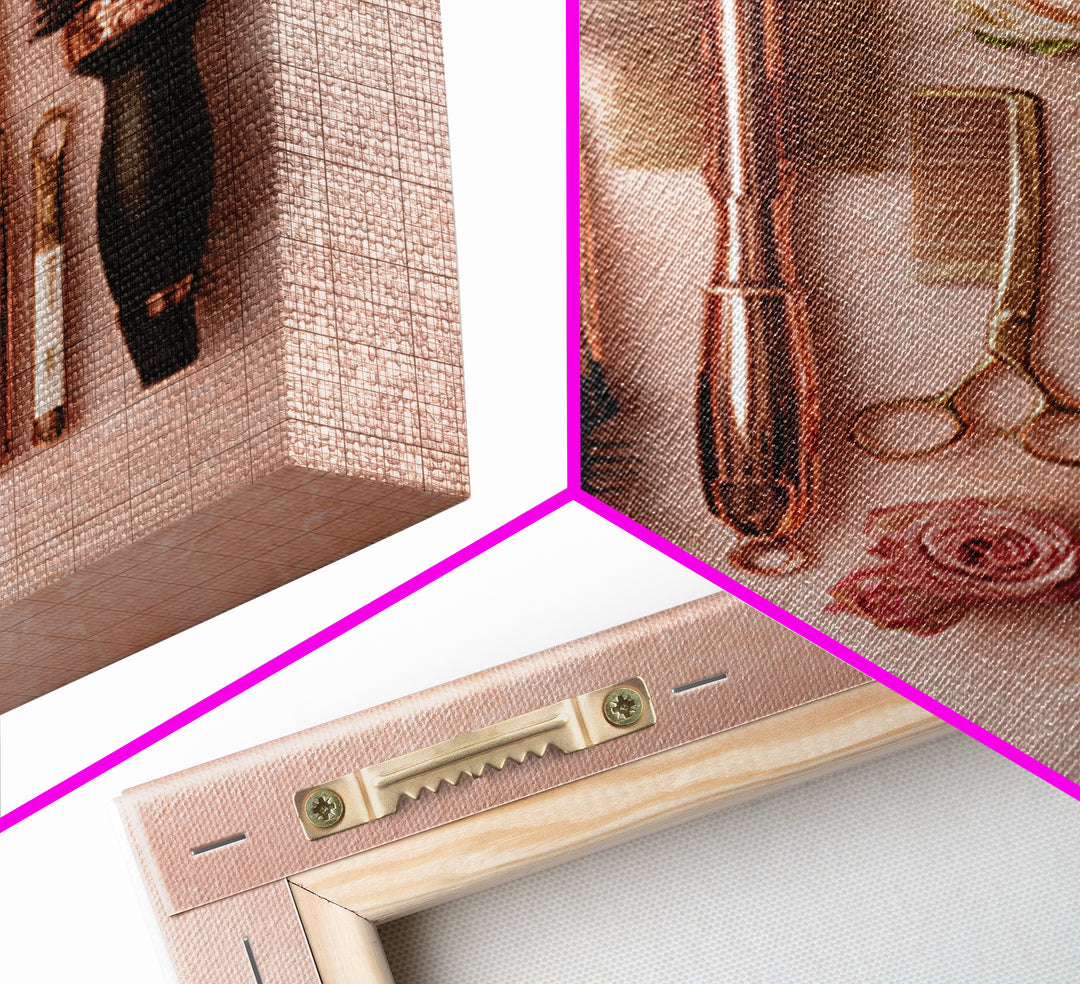 Rose Gold Salon Tool Still Life Framed Canvas Print, Hair Salon Art, Metal Wall Art, Living Room Decor, Fine Art, Style, HSA-2x3-94