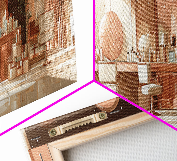 Rose Gold Salon Tool Still Life Canvas Print, Hair Salon Art, Afrocentric Art, Living Room Decor, Style, Statement Artwork, HSA-3x1-54