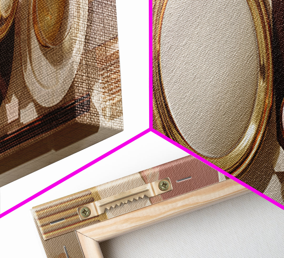 Baroque Mirror and Comb Still Life Framed Canvas Print, Hair Salon Art, Black Girl Art, Living Room Decor, Fine Art, Style, HSA-3x1-57