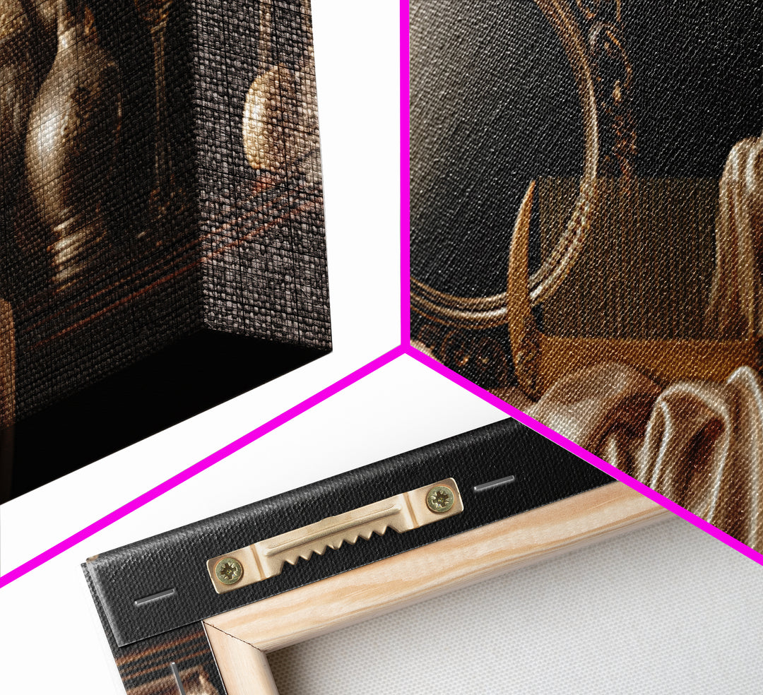 Baroque Mirror and Comb Still Life Framed Canvas Print, Hair Salon Art, Black Girl Art, Living Room Decor, Fine Art, Style, HSA-3x1-81