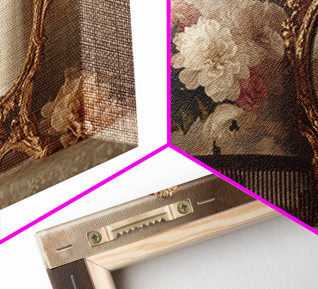 Baroque Mirror and Comb Still Life Canvas Print, Hair Salon Art, Black Owned Art, Living Room Decor, Fine Art, Style, HSA-3x2-21