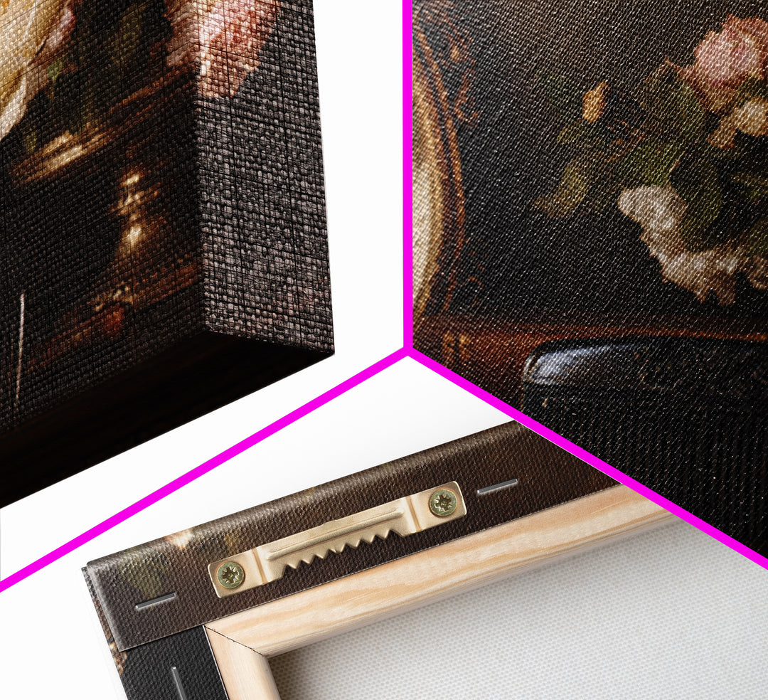 Baroque Mirror and Comb Still Life Framed Canvas Print, Hair Salon Art, Afrocentric Art, Living Room Decor, Fine Art, Style, HSA-3x2-69