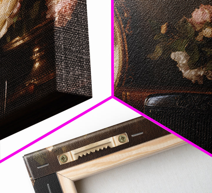 Baroque Mirror and Comb Still Life Framed Canvas Print, Hair Salon Art, Afrocentric Art, Living Room Decor, Fine Art, Style, HSA-3x2-69
