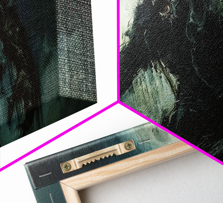 There Werewolf, Dark Academia Portrait, Framed Canvas Print, Victorian Werewolf Oil Painting, Spooky Decor