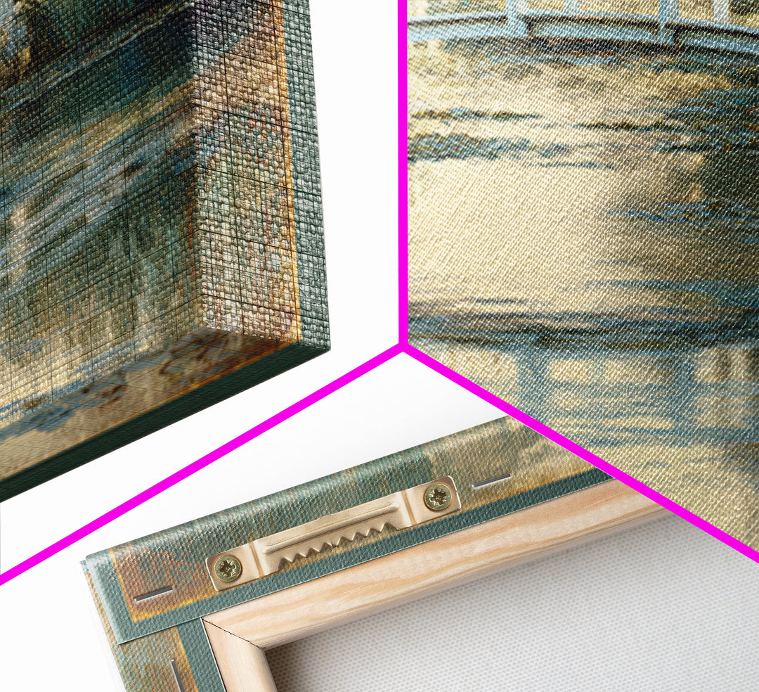 Water Garden Bridge Canvas Print, Impressionist Art, Abstract Painting, Living Room Decor, Fine Art, Impression, Modern Decor, IMP-1x1-18
