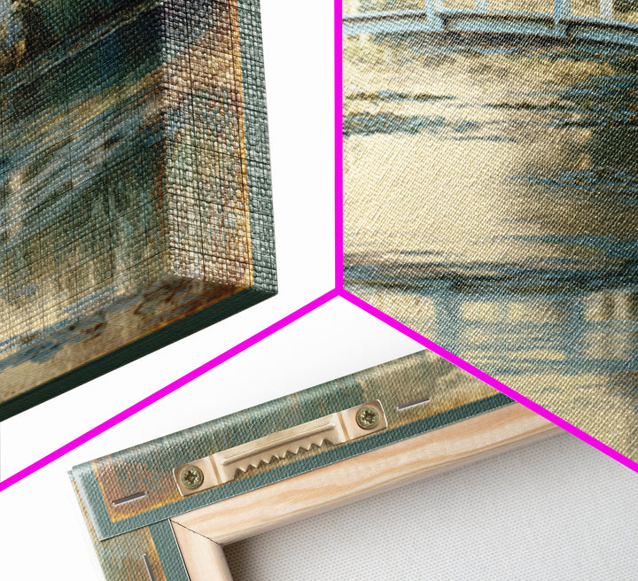 Water Garden Bridge Canvas Print, Impressionist Art, Abstract Painting, Living Room Decor, Fine Art, Impression, Modern Decor, IMP-1x1-18