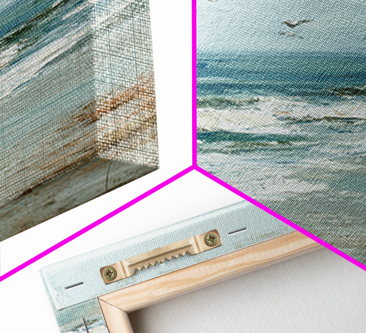 Coastal Beach Figures Framed Canvas Print, Impressionist Art, Floral Wall Art, Living Room Decor, Fine Art, Impression, IMP-1x1-43
