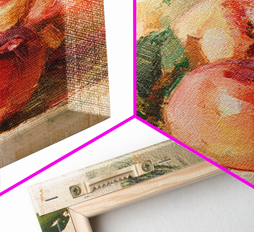 Still Life of Peaches Framed Canvas Print, Impressionist Art, Modern Wall Art, Living Room Decor, Fine Art, Impression, IMP-1x1-47