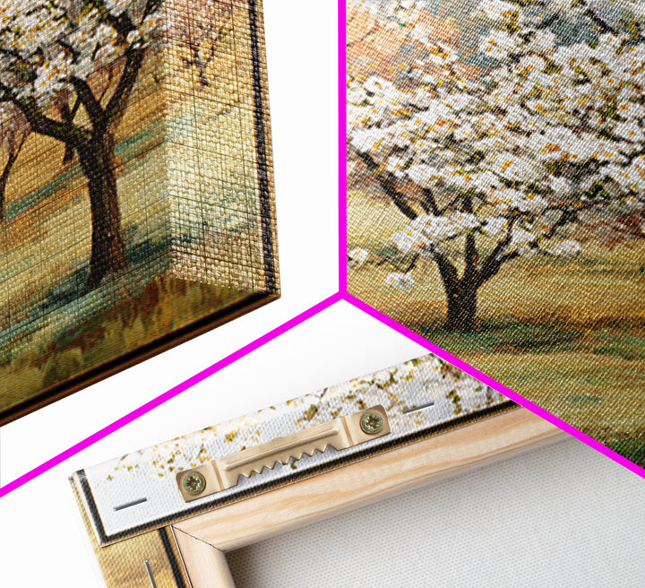 Spring Orchard with Blossoming Trees Canvas Print, Impressionist Art, Living Room Art, Living Room Decor, Oil Painting, IMP-1x1-54
