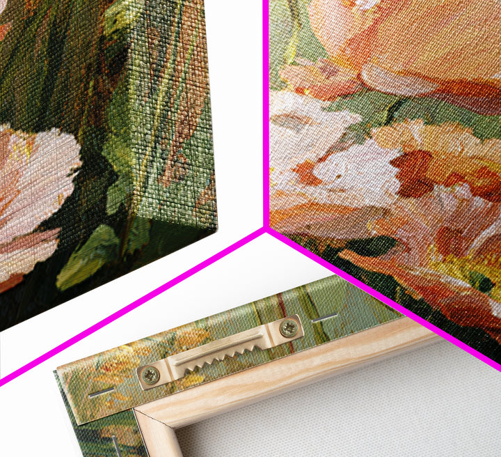 Poppies Blowing Through Green Grass Canvas Print, Impressionist Art, Abstract Painting, Living Room Decor, Fine Art, Impression, IMP-1x1-60