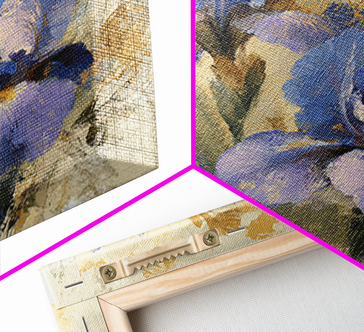 Iris Garden with Blue Violet Strokes Framed Canvas Print, Impressionist Art, Modern Art, Living Room Decor, Oil Painting, IMP-1x1-68
